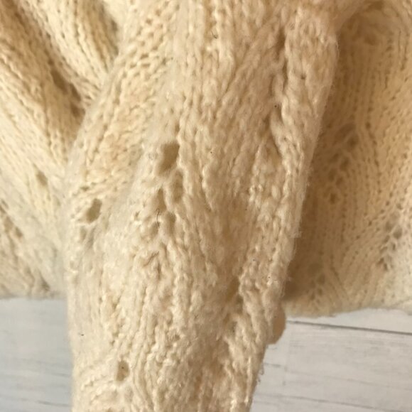 Crochet Scarf Womens One Size Ivory Knit Grandmacore Infinity Coastal Grandma - Picture 5 of 8